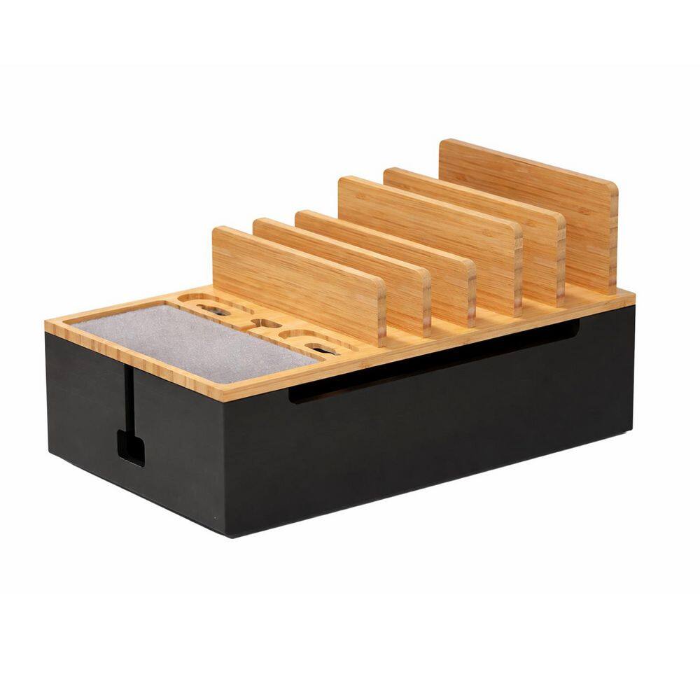Multi Device Charging Station Dock with 5 Port USB Charger Hub and 6 Cables Natural Black 1 Piece price history on PriceWatchPro