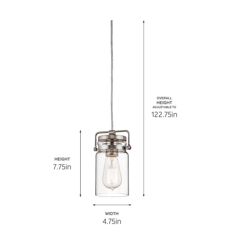 Brushed Nickel Mini Pendant with Clear Glass Shade
