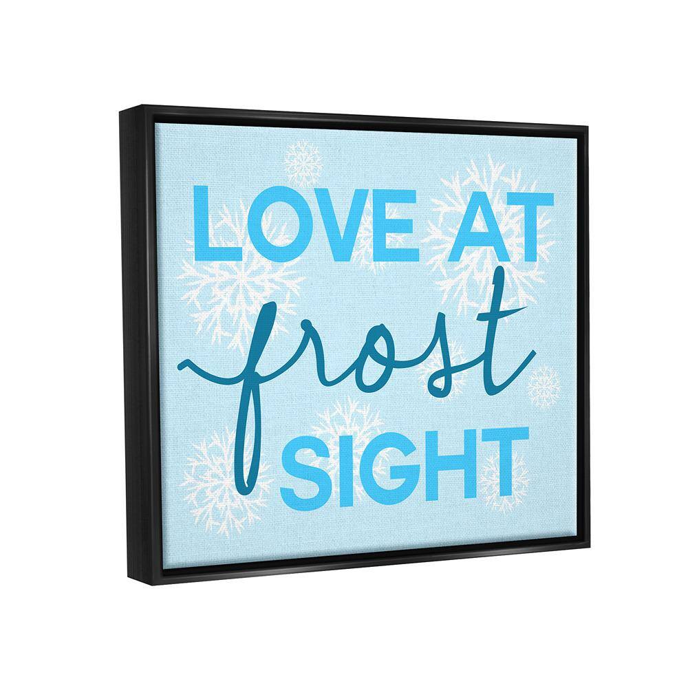 Love at Frost Sight Blue Canvas Quote Print with Black Frame