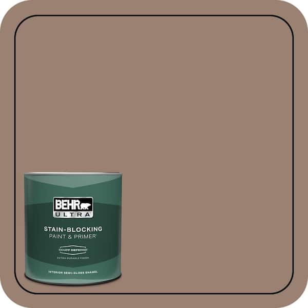BEHR ULTRA 1 qt. #N190-5 Frontier Brown Extra Durable Semi-Gloss Enamel Interior Paint & Primer