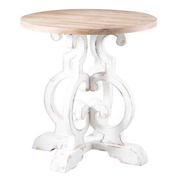 A & B Home Alcott Antique White Round Table