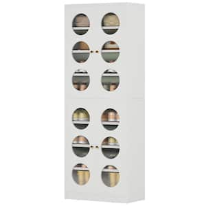 Lauren 8-Tier 70.86 in. H x 27.55 in. W White Tall Shoe Storage Cabinet with Adjustable Shelves and 4 Modern Doors