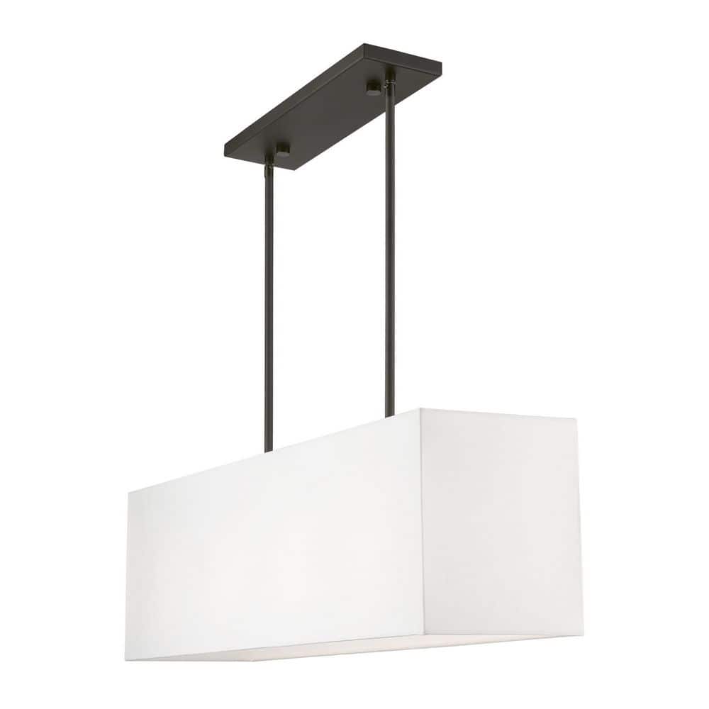Summit Modern Linear Black Chandelier with Off-White Shade
