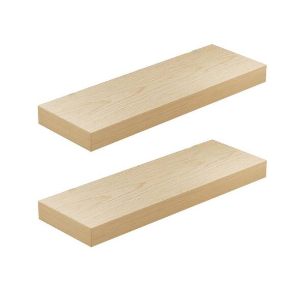 Unbranded 31.5 in. W x 7.9 in. D Oak Decorative Wall Shelf (Set of 2)