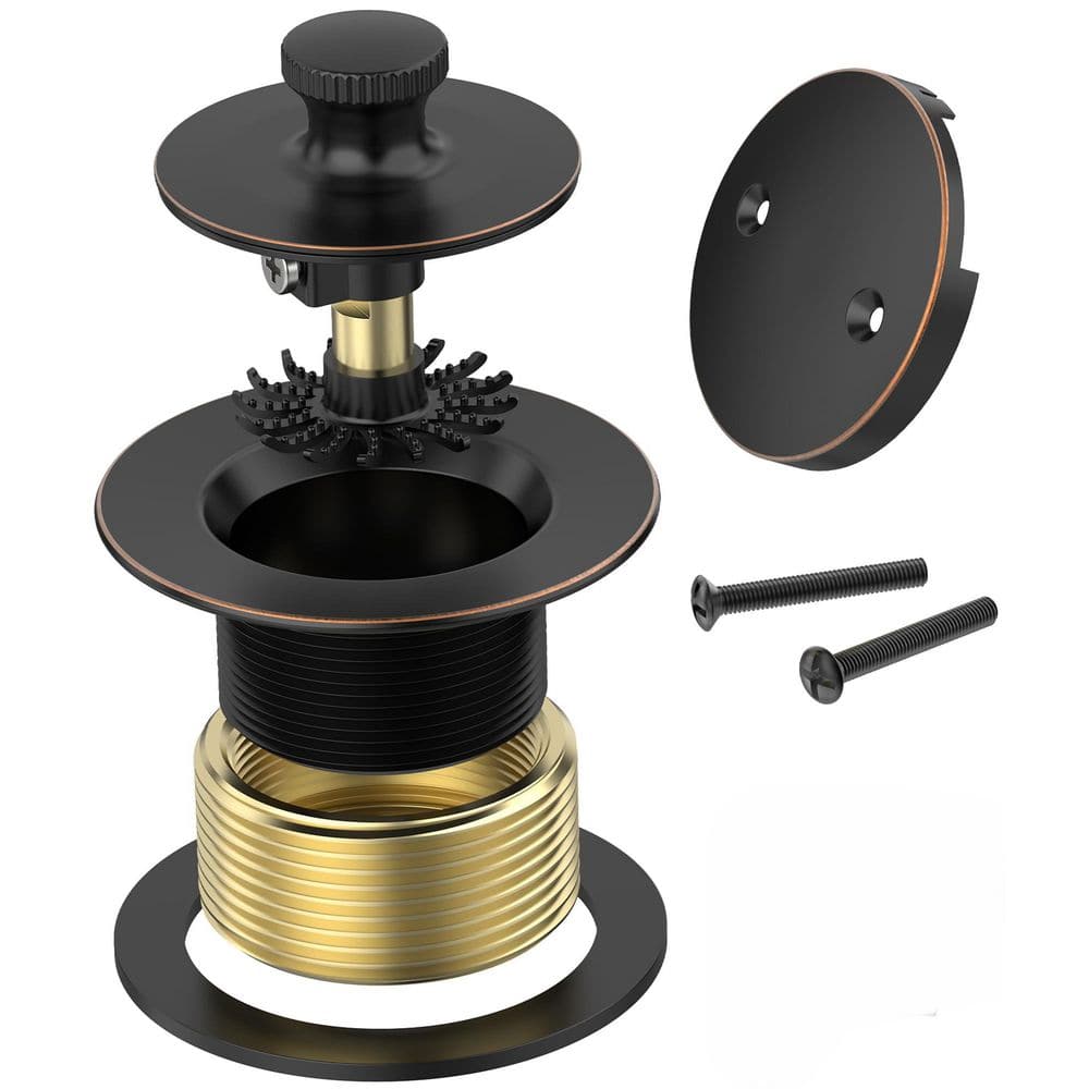 1-Pack 11.5/16 UNC Hair Catcher and 2-Hole Overflow Faceplate Lift and Turn Bathtub Drain Oil Rubbed Bronze price history on PriceWatchPro