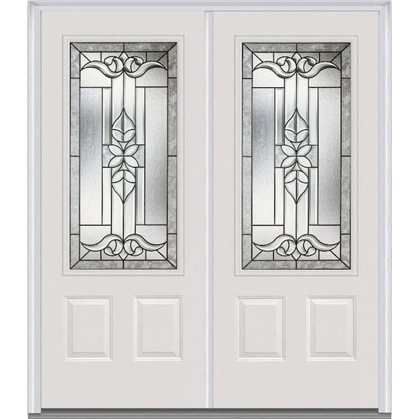 MMI Door 72 in. x 80 in. Cadence Left-Hand Inswing 3/4-Lite Decorative Glass 2-Panel Painted Steel Prehung Front Door