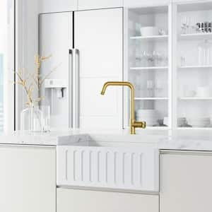 Cass Industrial 14 in. H Single Handle Kitchen Bar Faucet in Matte Brushed Gold