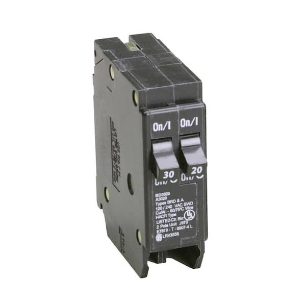 Eaton BD 1-30 Amp 1-20 Amp Single Pole Tandem CTL Circuit Breaker