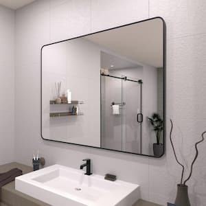 48 in. W x 36 in. H Rectangular Framed Wall Bathroom Vanity Mirror in Matte Black