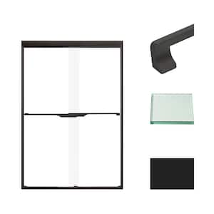 Frederick 47 in. W x 70 in. H Sliding Semi-Frameless Shower Door in Matte Black with Clear Glass