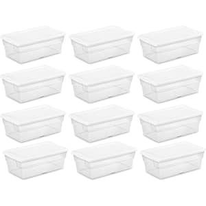 6 Qt. Plastic Storage Container Bin Snap Close White Lid in Clear (12 Pack)