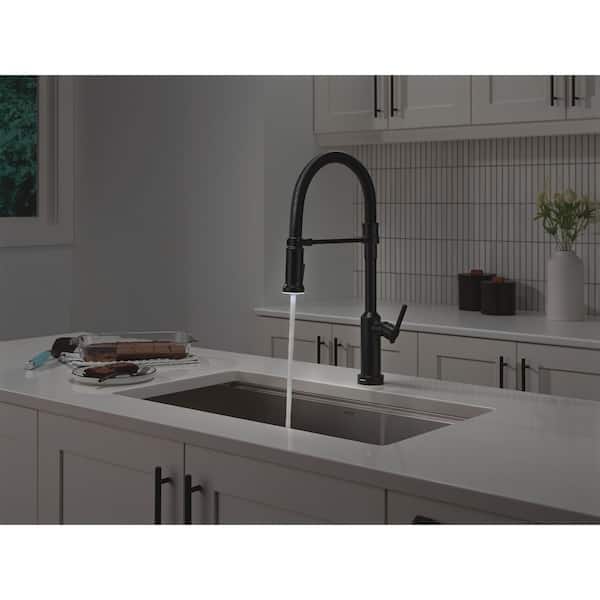 Cordova Touch2O Spring Spout Matte Black 21.50 in. H Pull Down Sprayer Kitchen Faucet 360° Swivel Spout