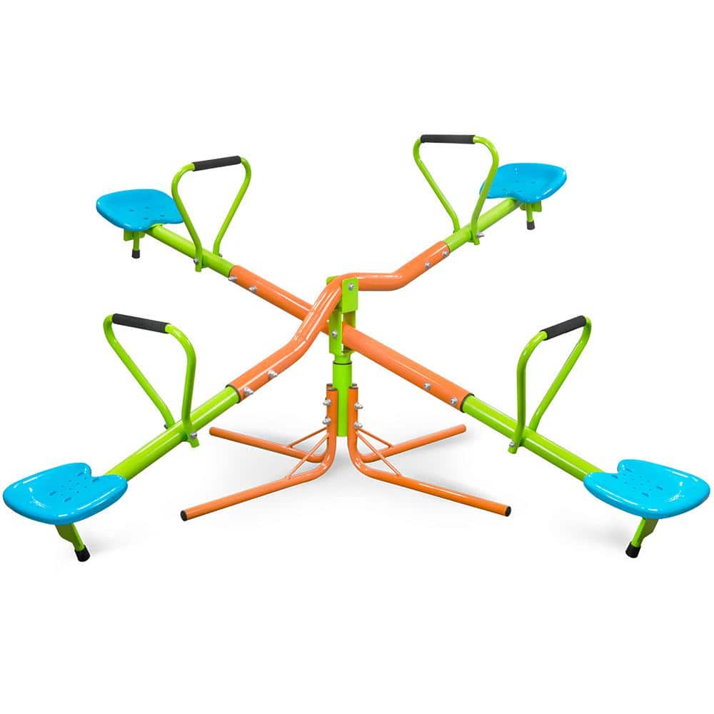 Outdoor Playground Four Seats Seesaw for Kids 3 Plus Age with 360-Degree Ro