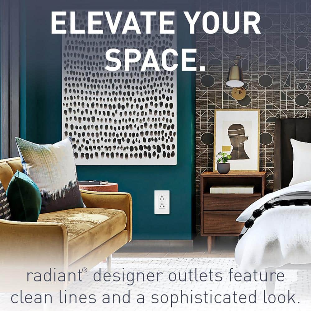White Tamper Resistant Decorator Outlet with Wall Plate