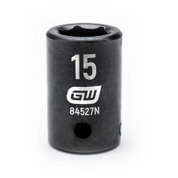 1/2 in. Drive 6 Point Metric Standard Impact Socket 15 mm