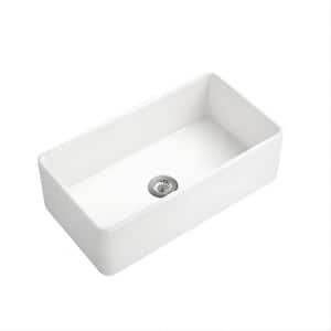 Teresa 33 in. Undermount Single Bowl White Ceramic Farmhouse Kitchen Sink with Optional Apron