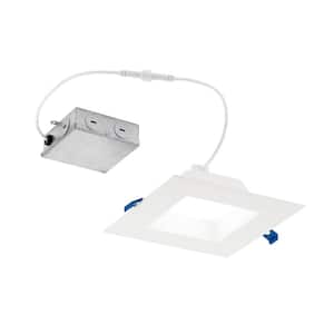 Direct-to-Ceiling 6 in. Canless Square Recessed 30K New Construction or Remodel Integrated LED Recessed Light Kit
