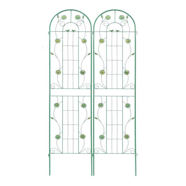 Unbranded 86.7 in. H Metal Outdoor Garden Trellis Rustproof Trellis Flower Support Arch for Climbing Plants in Green (2-Pack)