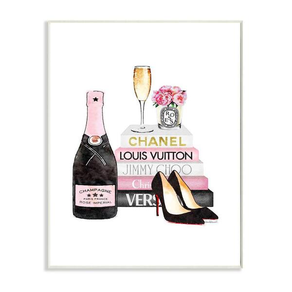Stupell Industries Fashion Designer Wine Shoes Bookstack Pink Watercolor  by Amanda Greenwood Wood Abstract Wall Art 15 in. x 10 in.  agp-231_wd_10x15 - The Home Depot