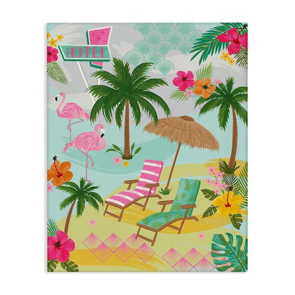 Stupell Industries Tropical Palms Resort by Lisa Perry Whitebutton Unframed Coastal Graphic Art Print 40 in. x 30 in.