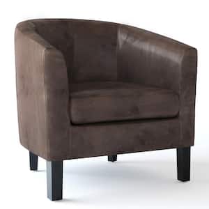 Austin 30 in. Wide Contemporary Tub Chair in Distressed Brown Vegan Faux Leather