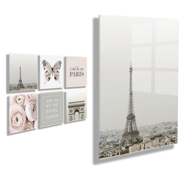 Kate and Laurel C'est Glam Floating Acrylic Culture Wall Art 10 in. x 10 in. (Set of 6)