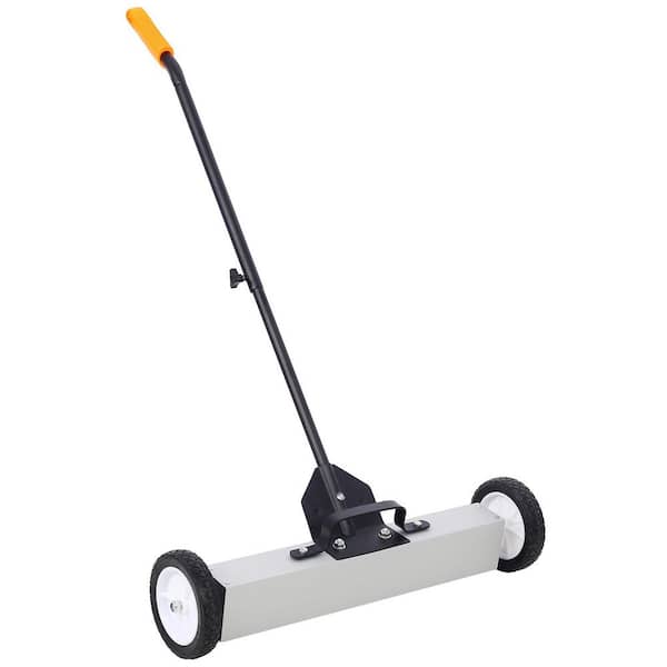 24 in Rolling Magnetic Sweeper Manual Floor Sweeper Heavy Duty with Quick Release 35 lbs. Capacity