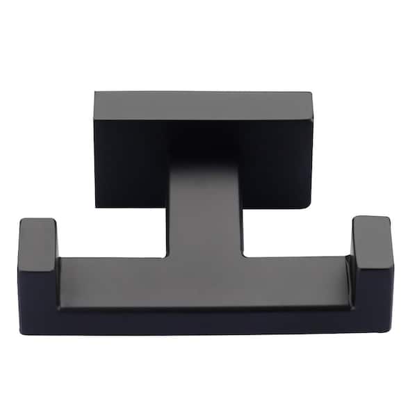 Teamson Kids Wall Mounted Square J-Hook Robe/Towel Hook in Matte Black