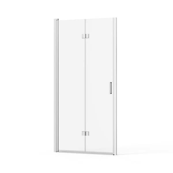 30 in. W x 72 in. H Bi-Fold Frameless Shower Door in Chrome with Clear Tempered Glass