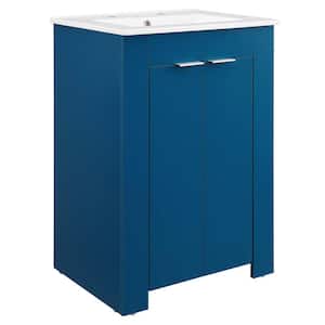 Maybelle 24.5 in. W x 18.5 in. D x 34.5 in. H Bathroom Vanity in Navy with White Ceramic Top