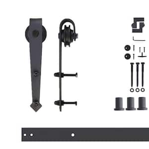 4 ft./48 in. Black Rustic Non-Bypass Sliding Barn Door Hardware Kit Arrow Design Roller for Single Door