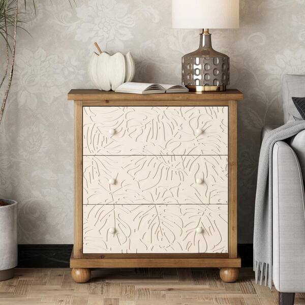 FUIN Rustic Farmhouse 3-Drawer 27.56 in. Wide Dresser Chest of Drawers