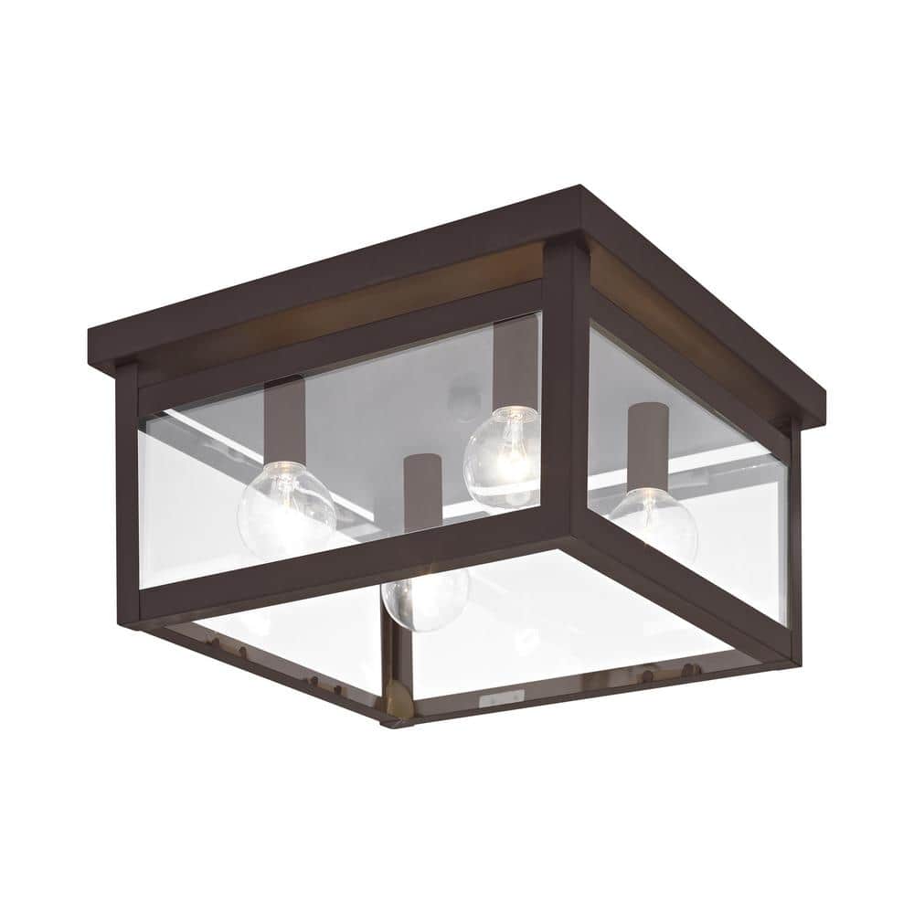 Milford Bronze and Glass 4-Light Ceiling Mount