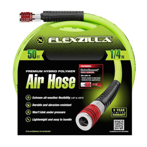3-Piece Air Hose Kit, 1/4 in. x 50 ft., with Color Connex Coupler and Plug, Type D, Red