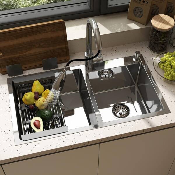 ハイアイランド(~5/30) 30 in. Drop-In/Undermount Double Bowl Stainless Steel