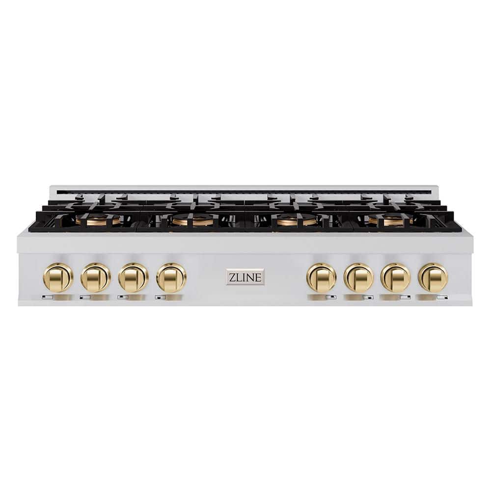Autograph Edition 48 in. Classic Gas Rangetop with 8-Burner DuoPro Cooktop in Stainless Steel and Polished Gold Accents