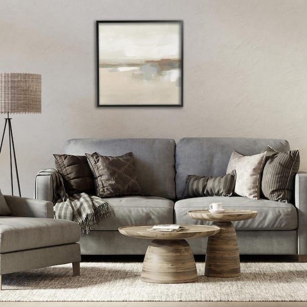 Abstract Neutral Land by June Erica Vess Black Framed Abstract Giclee Art Print 24 in. x 24 in.