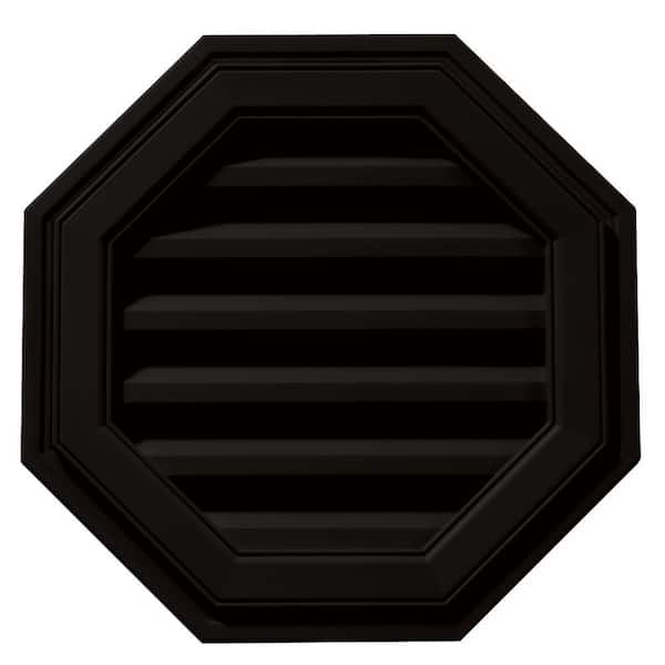 Builders Edge 18 in. x 18 in. Octagon Black Plastic Built-in Screen Gable Louver Vent