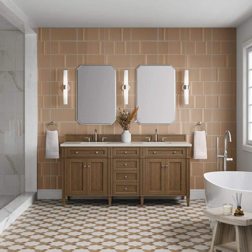 Brittany 72.0 in. Double Bath Vanity in Saddle Brown with Siberian Quartz Top price history on PriceWatchPro