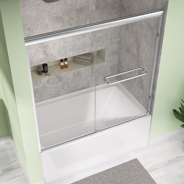 Zeafive 56 to 60 in. W x 58 in. H Double Sliding Tub Door in