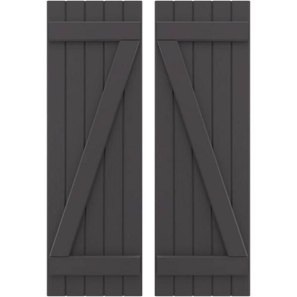 Ekena Millwork 17-1/2 in. W x 83 in. H Americraft 5 Board Exterior Real Wood Joined Board and Batten Shutters with Shadow Mountain