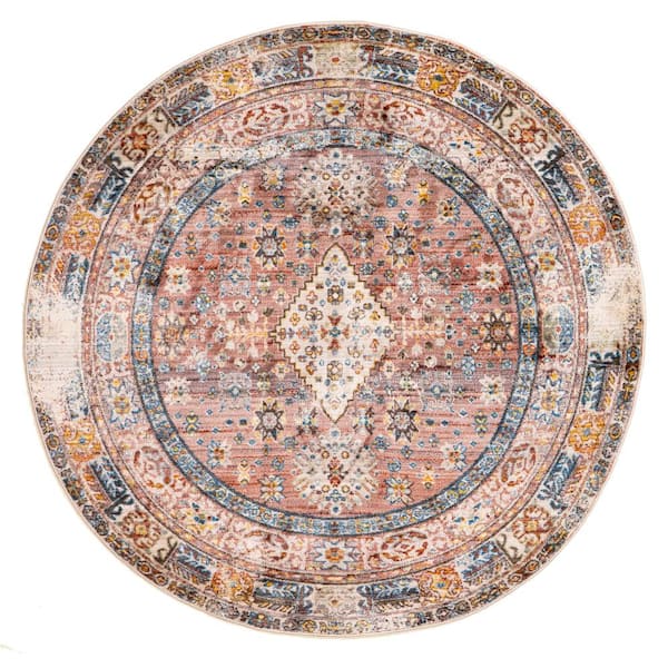 nuLOOM Farley Medallion Fringe Khaki 6 ft. 7 in. x 6 ft. 7 in. Area Rug