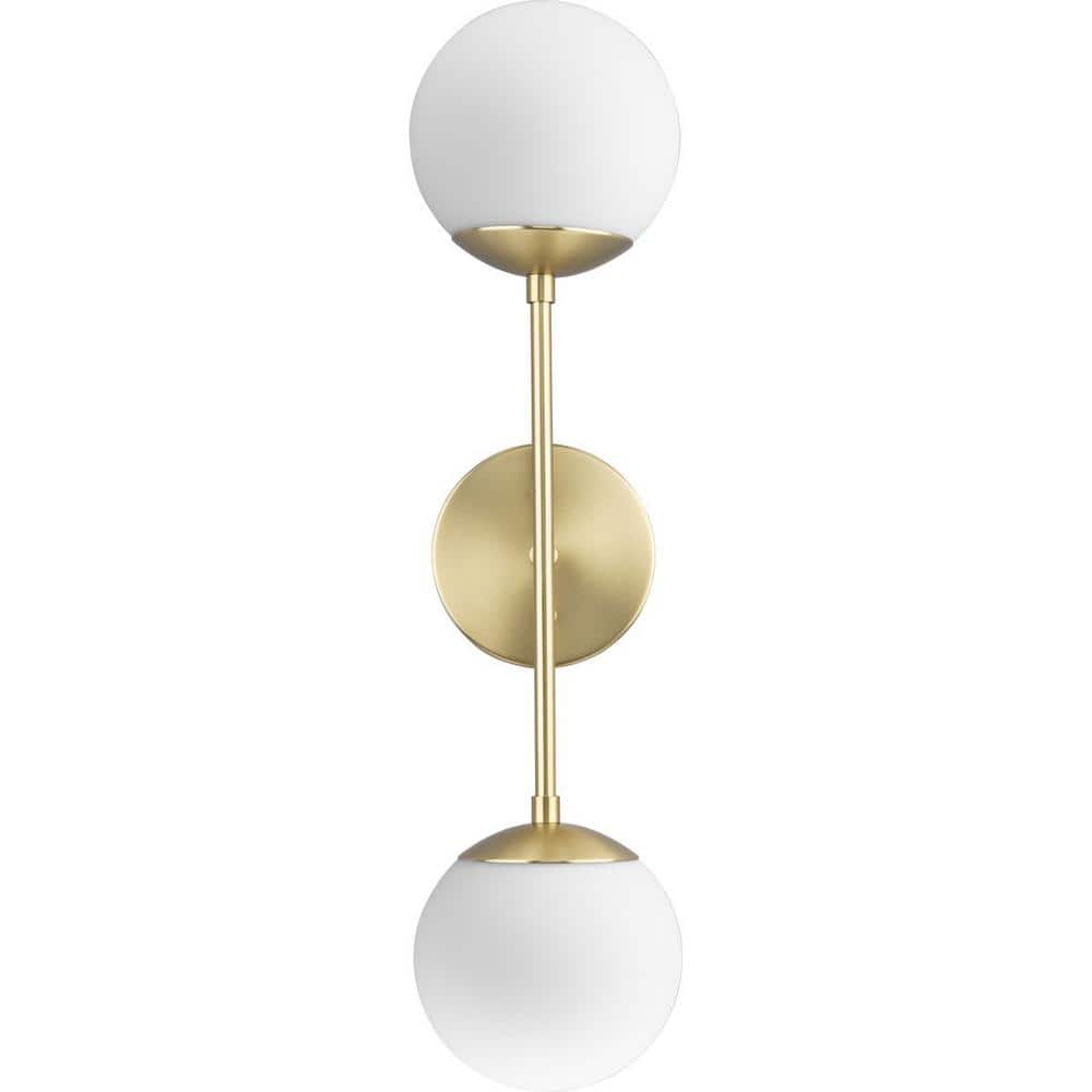 Haas 24" Brushed Bronze 2-Light Wall Sconce with Opal Glass