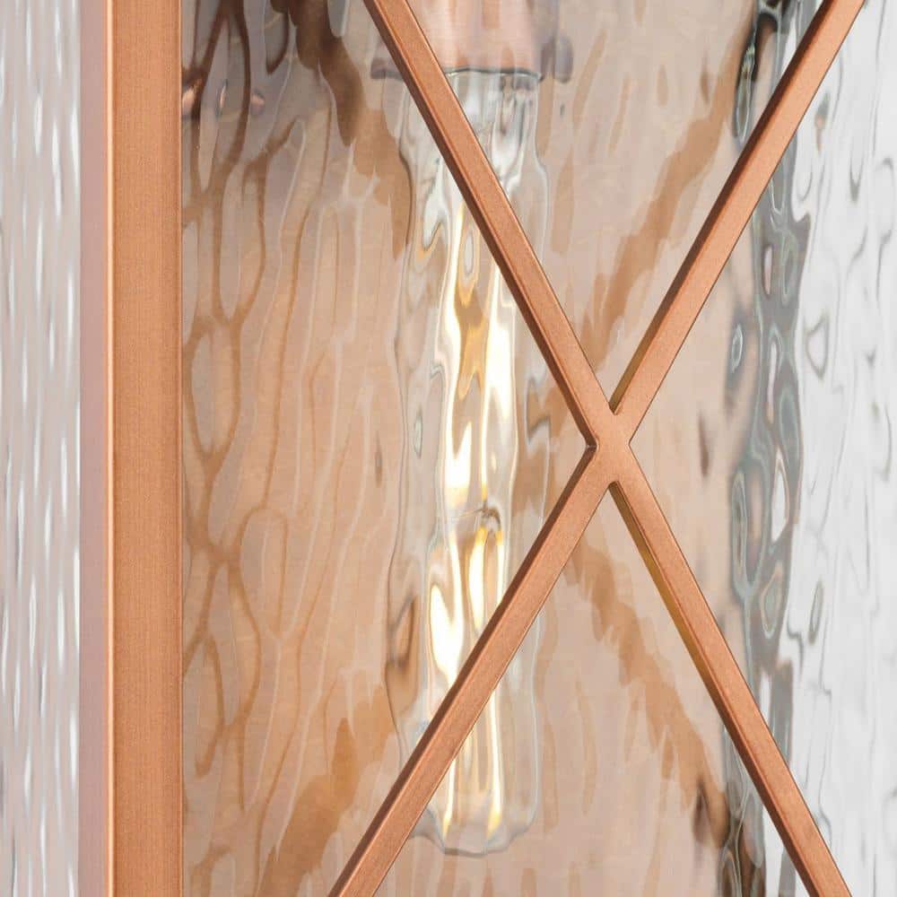 Antique Copper Dimmable Outdoor Wall Lantern with Water Glass