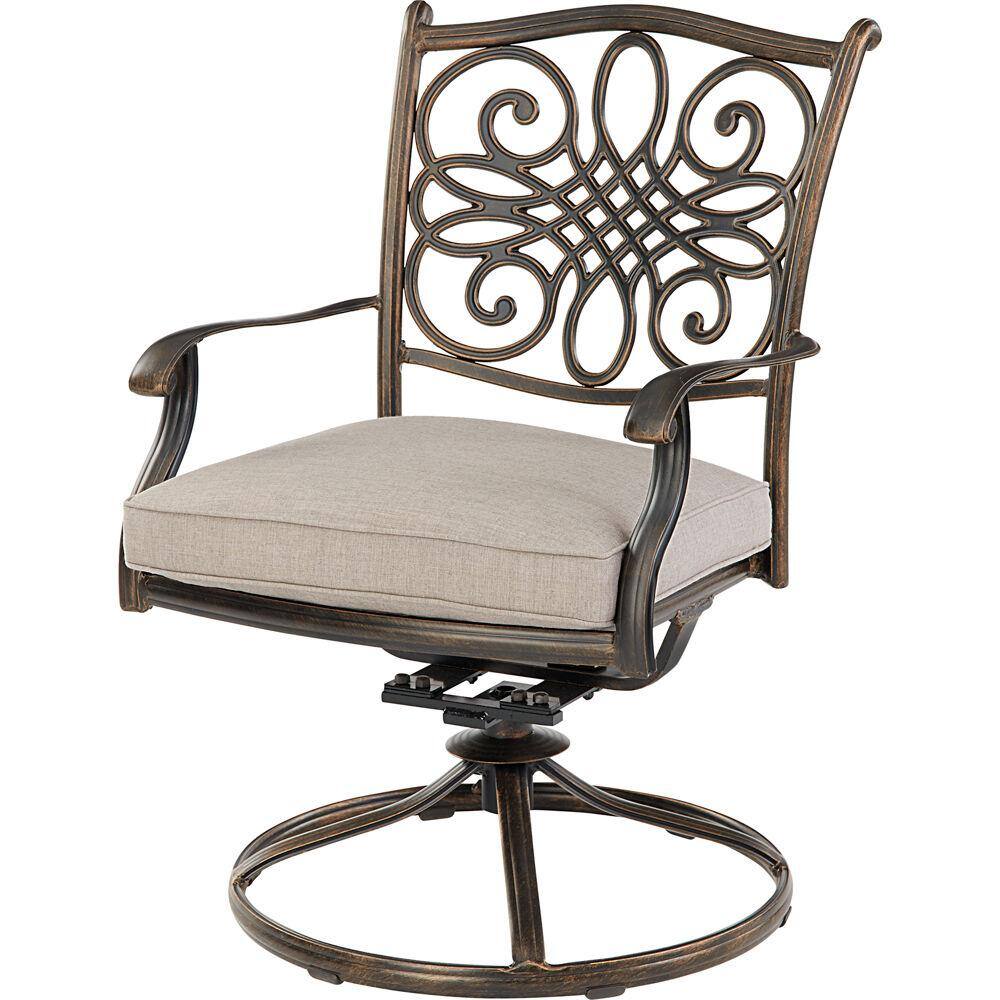 Silver Cast Aluminum 5-Piece Patio Set with Swivel Rockers