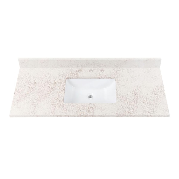 Avanity 49 in. W x 22 in. D Alluring Quartz White Rectangular Single Sink Bathroom Vanity Top