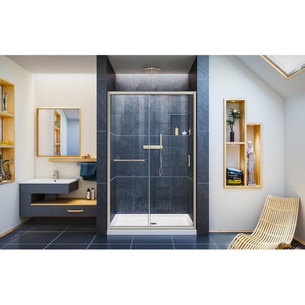 Infinity-Z 60" Frameless Sliding Shower Door in Distressed Bronze