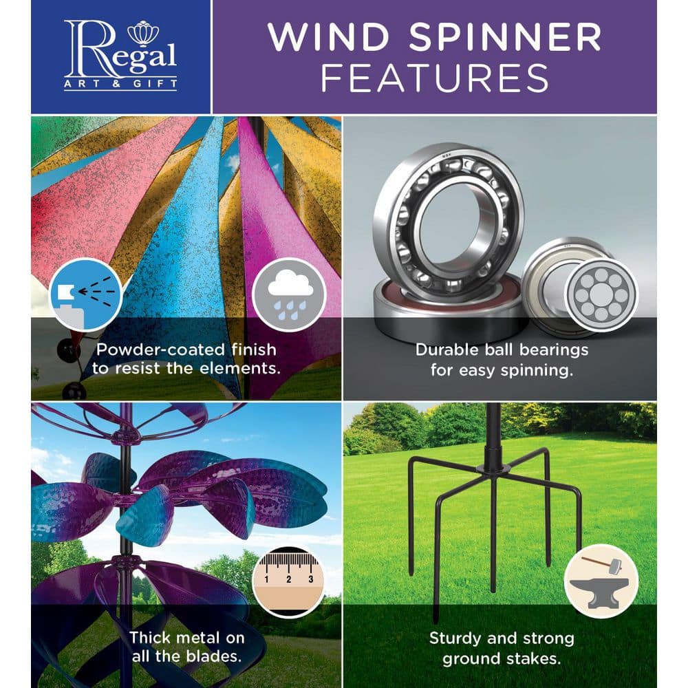 19" Magenta and Blue Metal Butterfly Wind Spinner