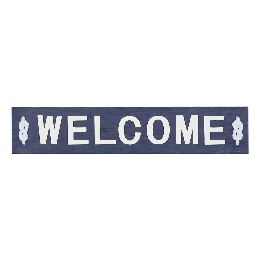 Blue and White Wood Rustic Welcome Wall Sign