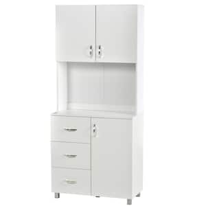 Freestanding Kitchen Buffet with Hutch Storage Organizer with 2-Door Cabinets 3-Drawers and Open Countertop